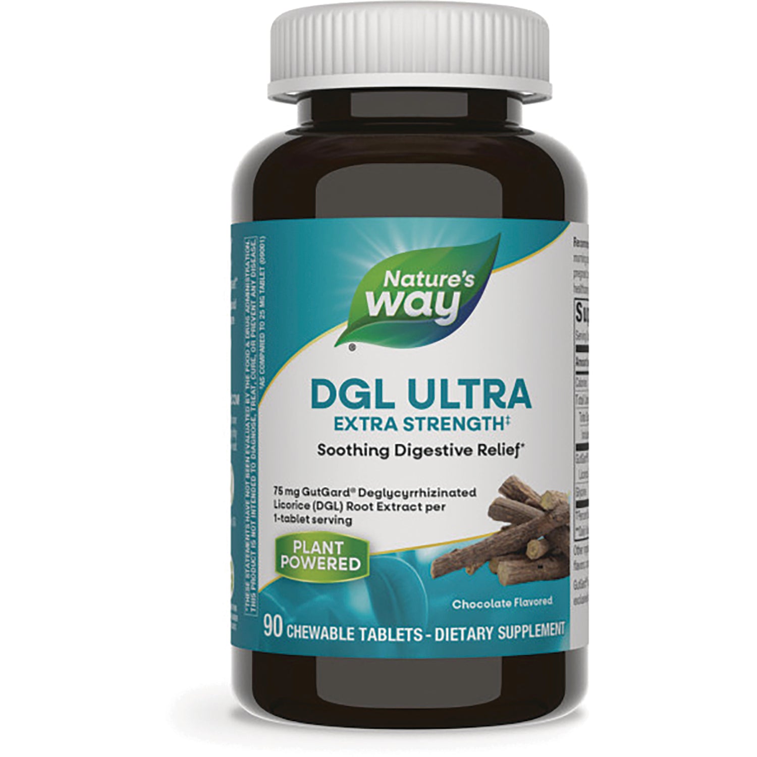 ET360 | Brown supplement bottle labeled Nature's Way DGL Ultra Extra Strength, 90 chewable tablets