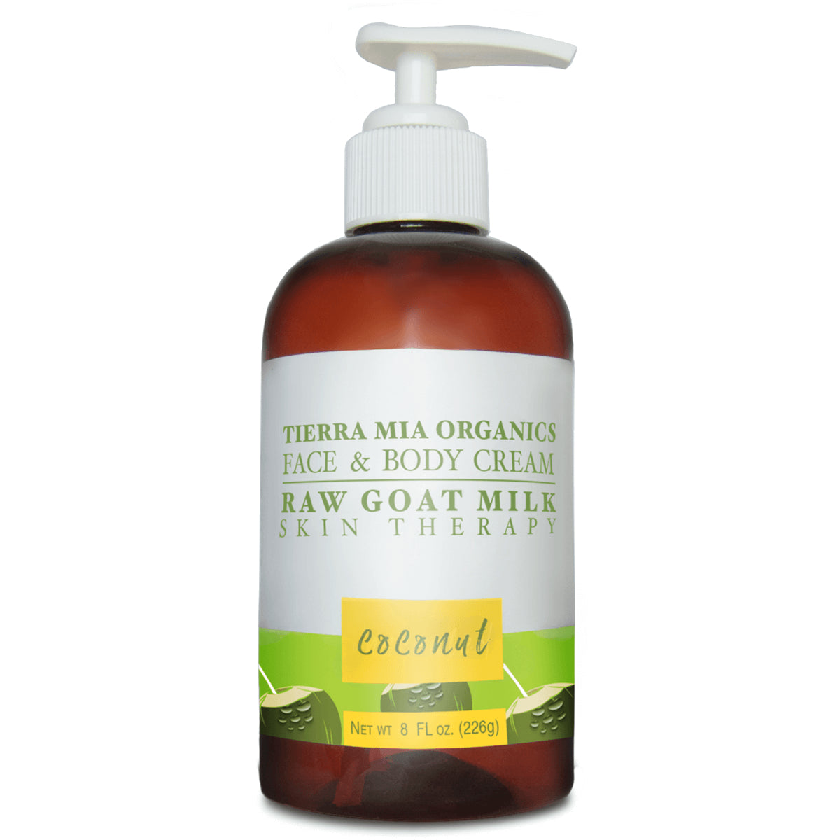 TMA009 | Tierra Mia Organics Raw Goat Milk Face & Body Cream, Coconut, 8 fl oz pump bottle