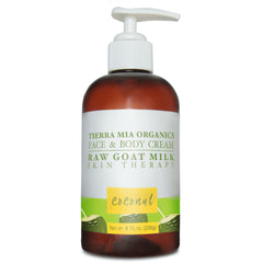 TMA009 | Tierra Mia Organics Raw Goat Milk Face & Body Cream, Coconut, 8 fl oz pump bottle