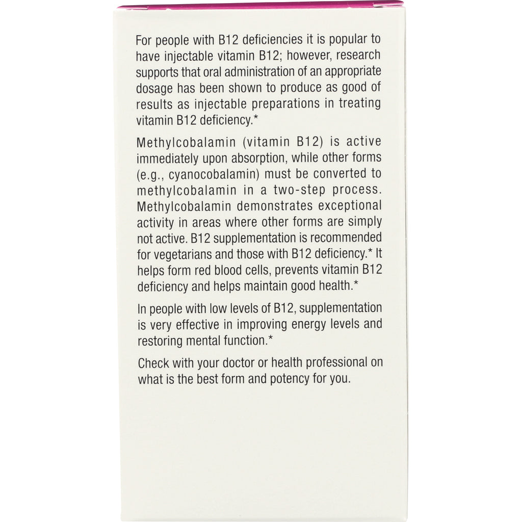 NFC107 | product panel describing methylcobalamin (vitamin B12) benefits, supplementation advice and consult your doctor - Thumbnail