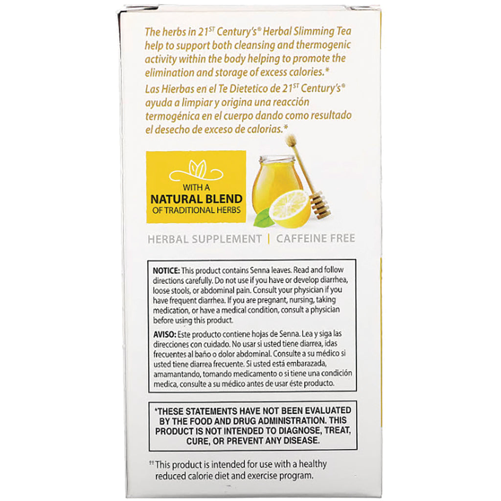 CNT150 | Back of herbal supplement box showing natural blend graphic with lemon and honey, caffeine free label and warning text - Thumbnail