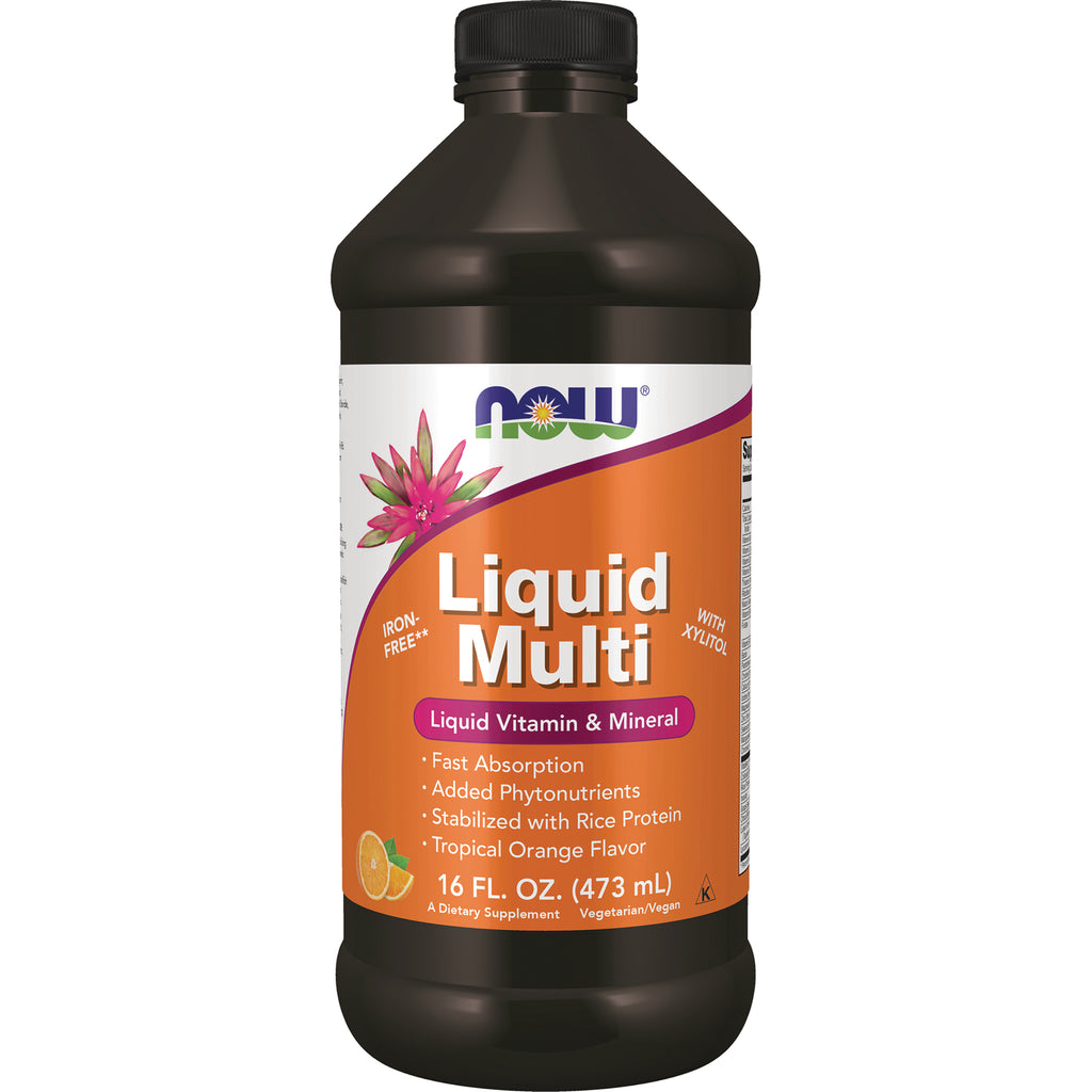 NWF251 | NOW Liquid Multi 16 FL. OZ. (473 mL) bottle with orange label, tropical orange flavored liquid vitamin - Thumbnail