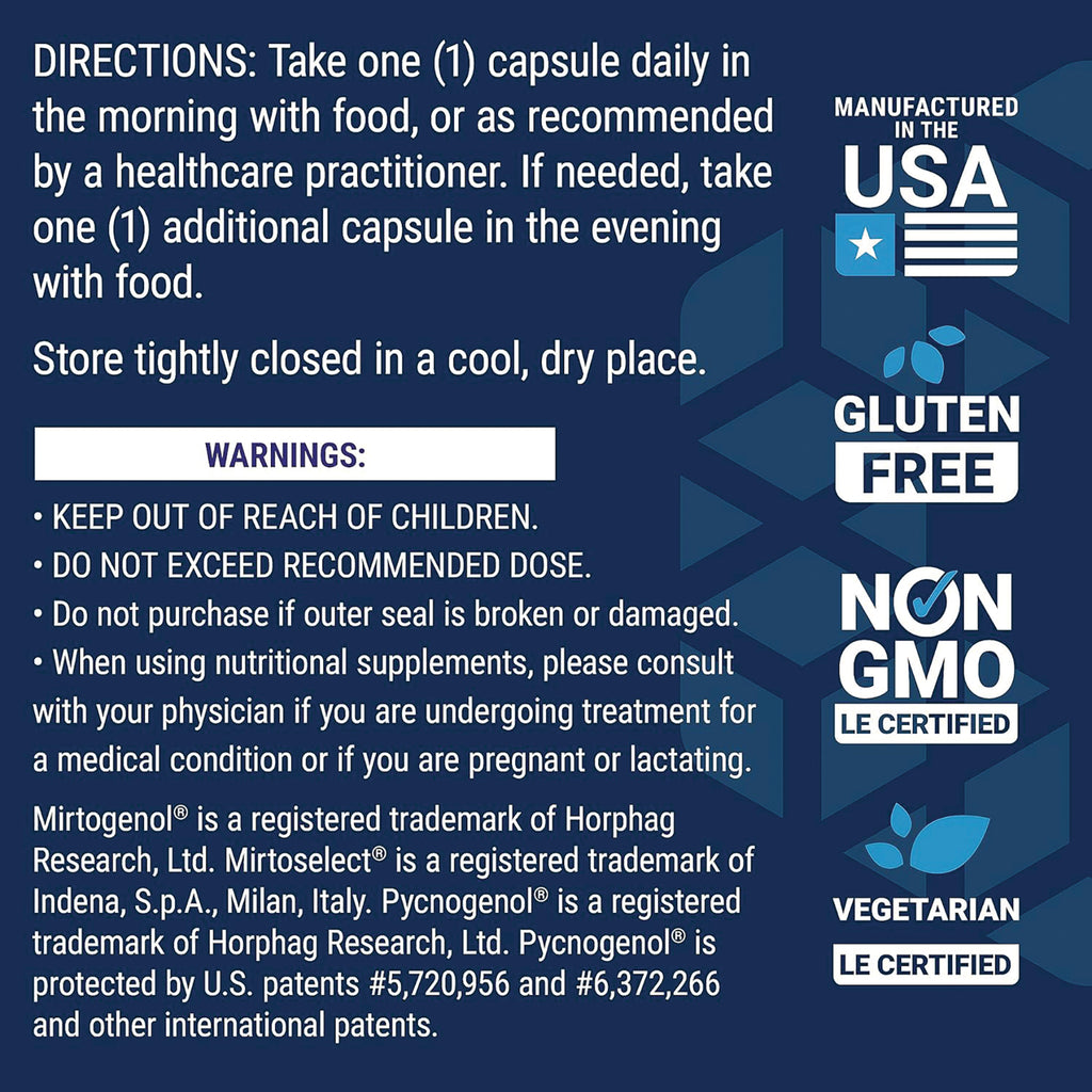 LE170 | back label with directions and warnings plus badges for Manufactured in USA, Gluten Free, Non GMO, Vegetarian - Thumbnail