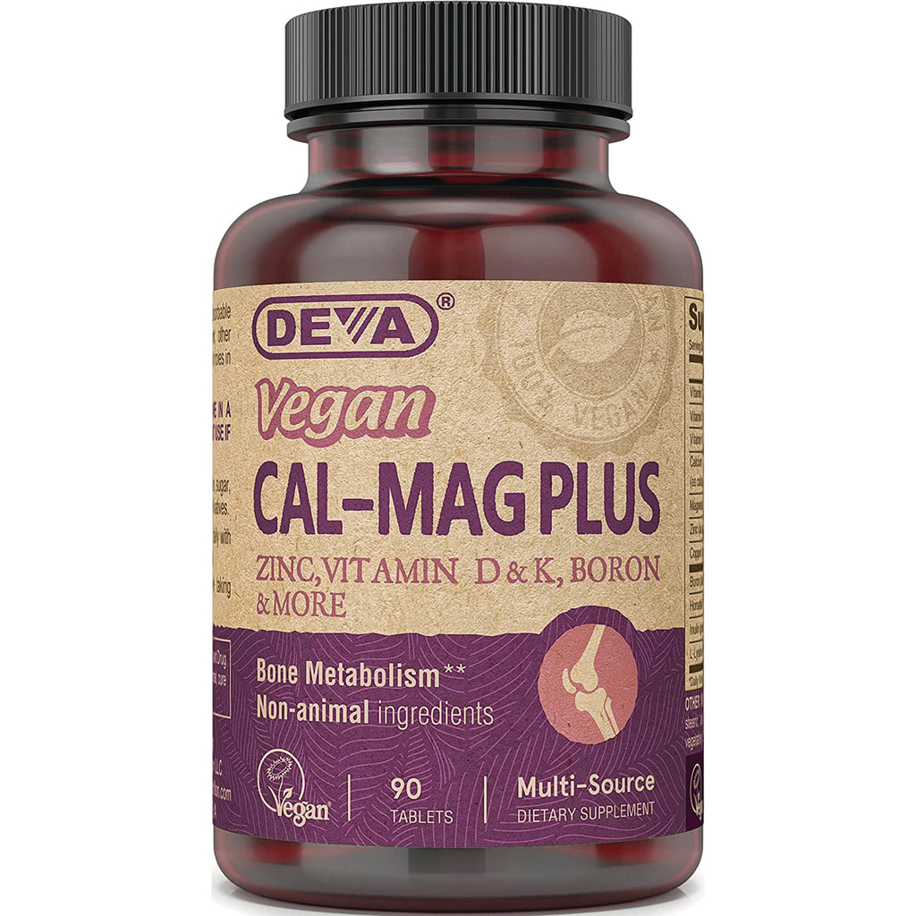 DEV009 | DEVA Vegan CAL-MAG PLUS bottle, dietary supplement 90 tablets supporting bone metabolism - Thumbnail