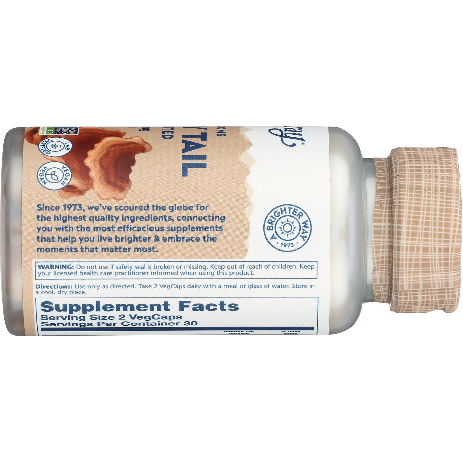 SLR467 | Back label with Supplement Facts, directions, and warning on bottle