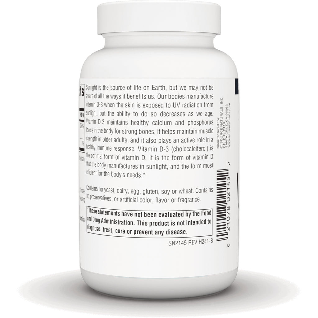 SN323 | Back label with Vitamin D-3 information, allergen statements, FDA disclaimer, and barcode - Thumbnail