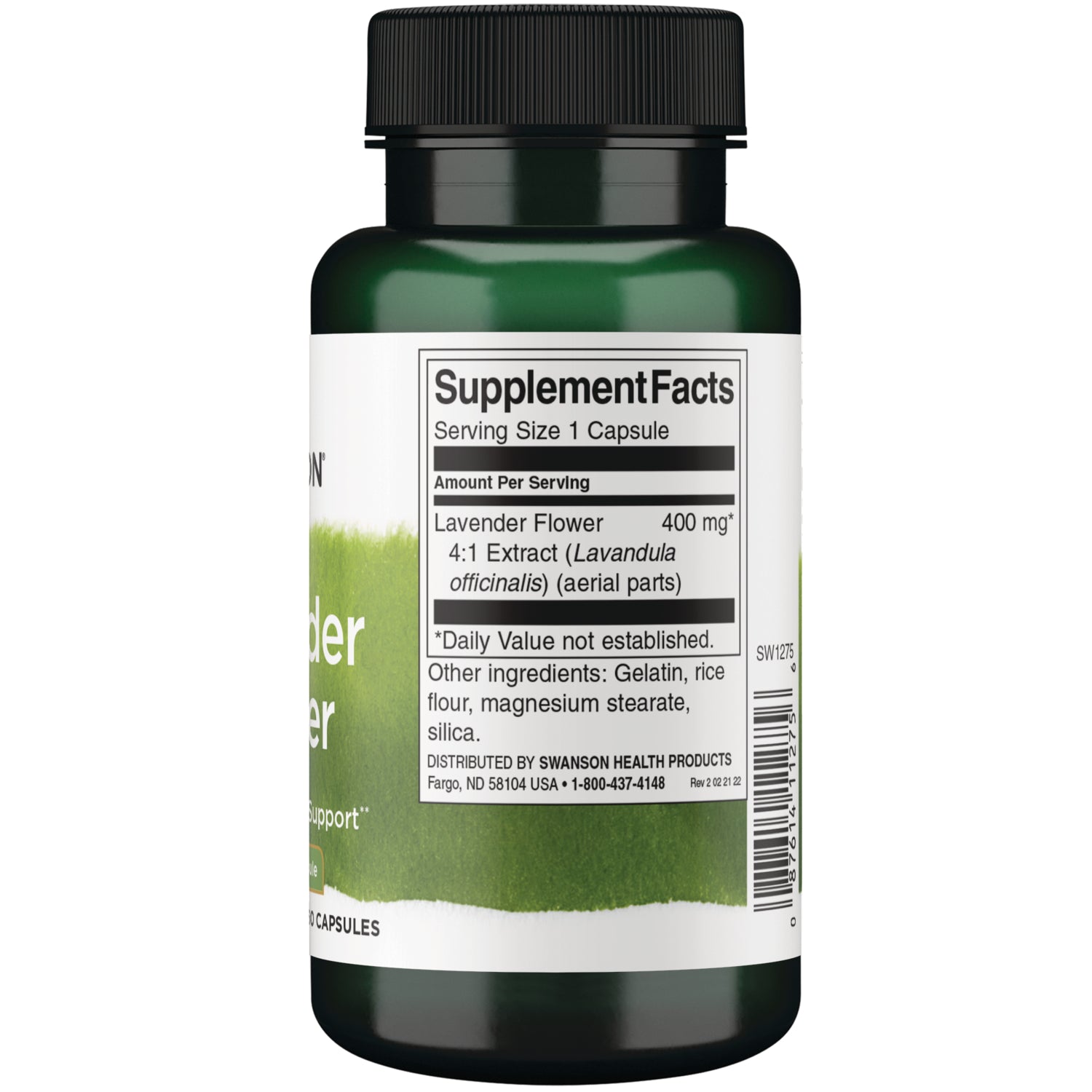 SW1275 | Back label with supplement facts and serving information