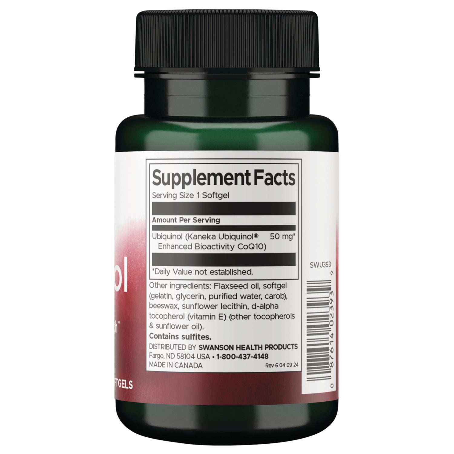 SWU393 | Back label with Supplement Facts
