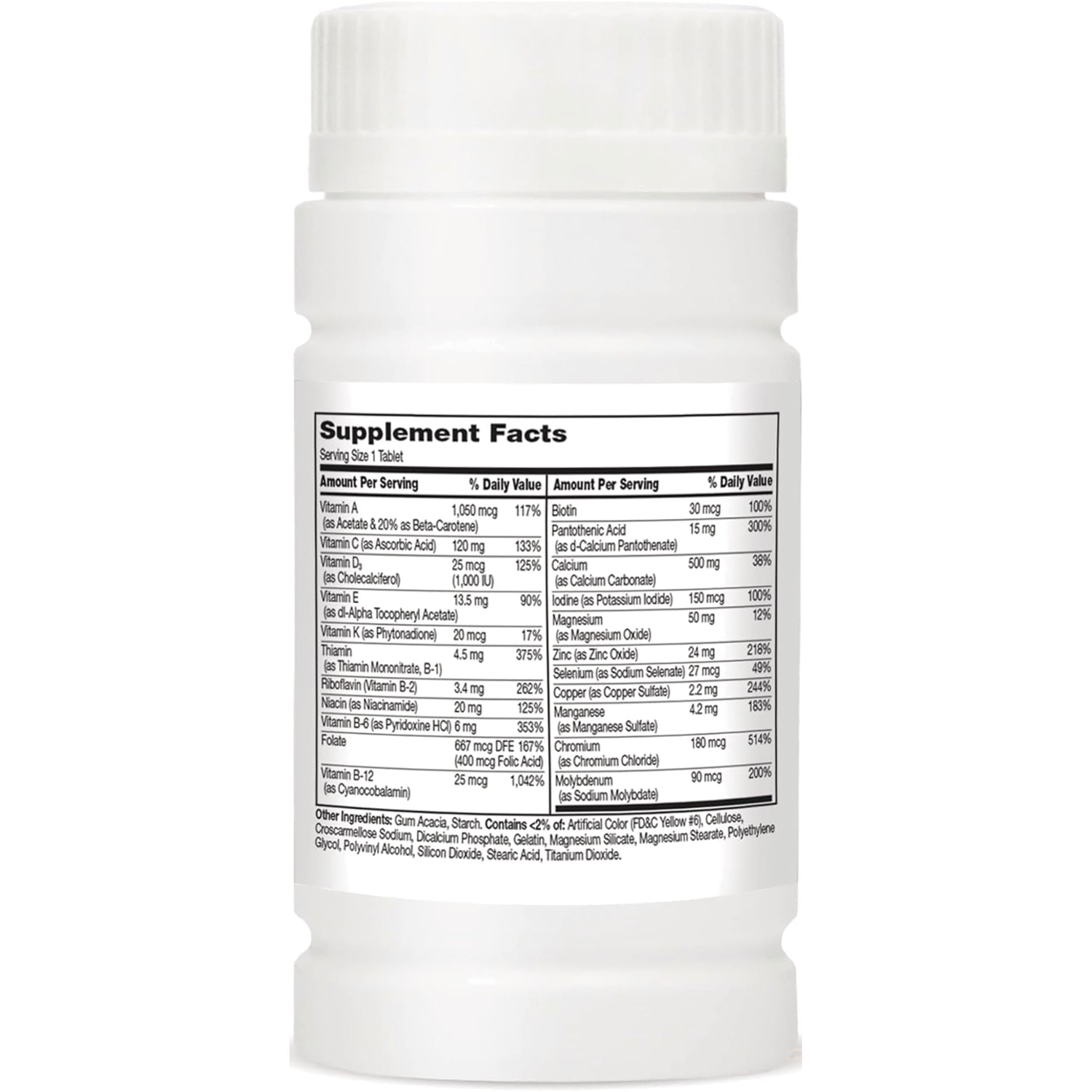 CNT215 | Back label showing Supplement Facts panel and ingredient list on a white supplement bottle