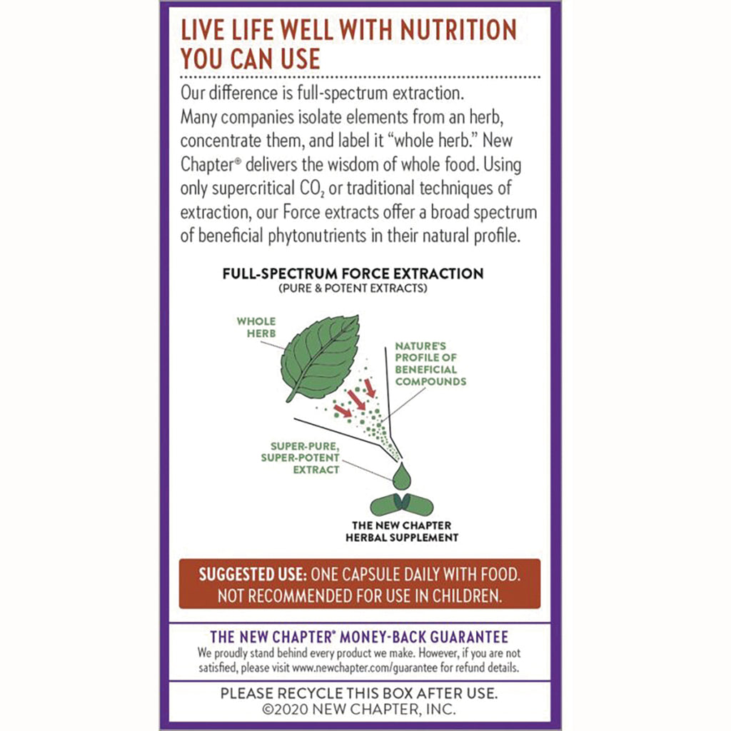 NWC263 | back panel of supplement box showing full-spectrum extraction infographic, suggested use, and recycling info - Thumbnail