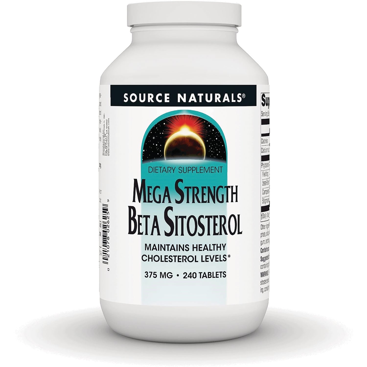 SN969 | Source Naturals Mega Strength Beta Sitosterol supplement, 375 mg, 240 tablets, front bottle