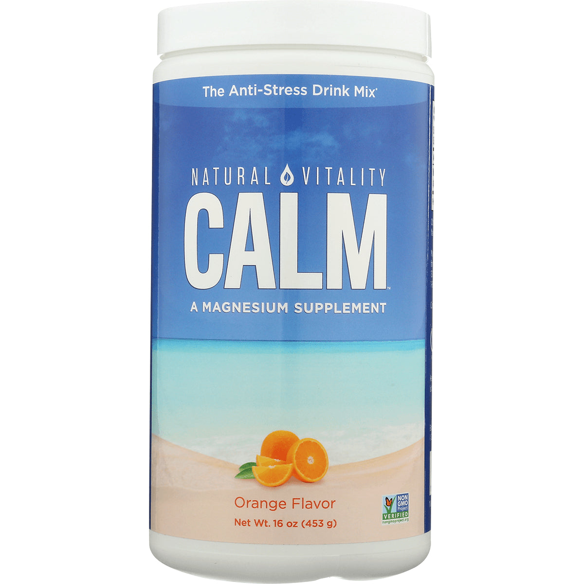 NVT011 | Natural Vitality CALM magnesium supplement orange flavor front label
