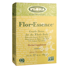 FL004 | Flora Flor Essence gentle detox herbal supplement box front with logo and non-GMO seal