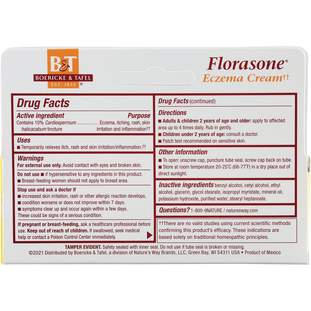 BRK004 | Florasone Eczema Cream back panel with Drug Facts, directions, warnings, and inactive ingredients - Thumbnail
