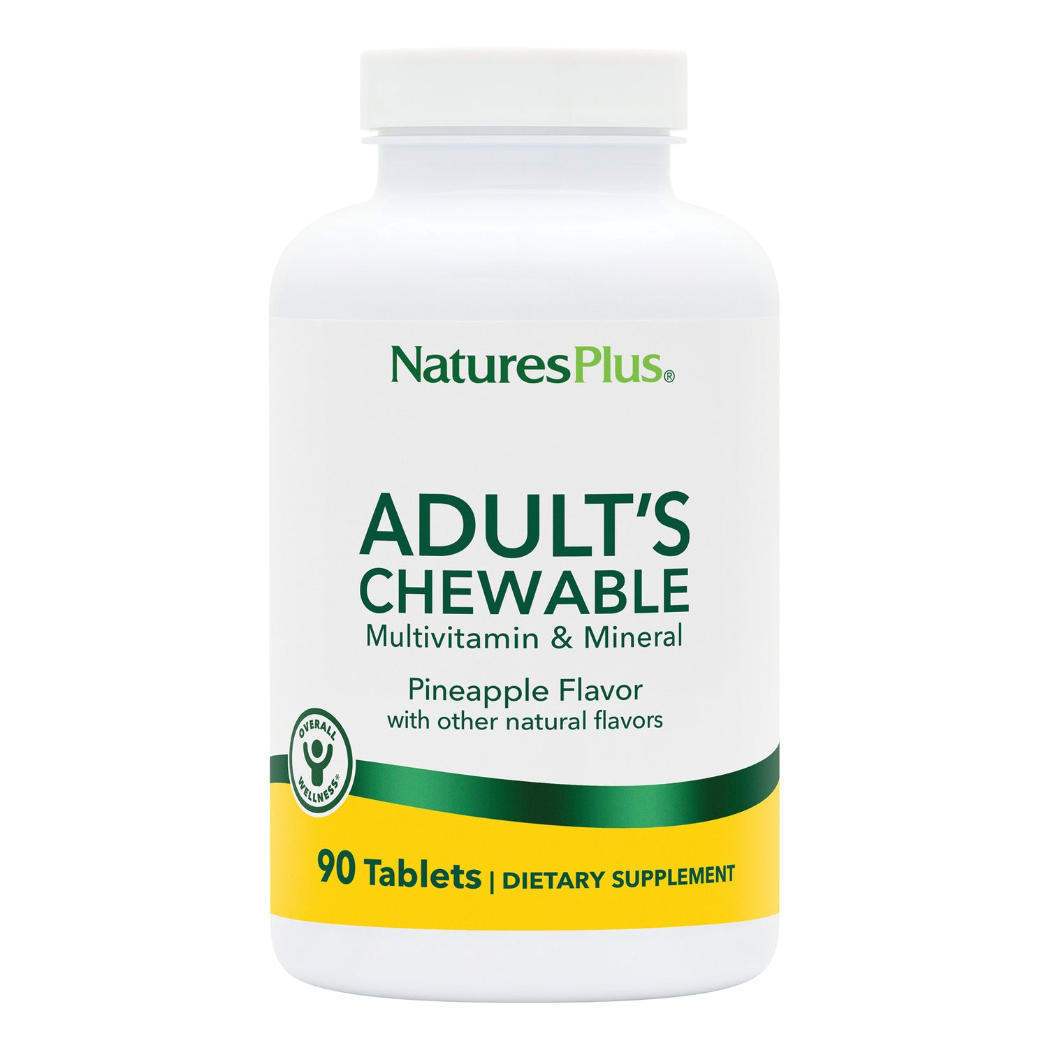 NTP193 | NaturesPlus Adult's Chewable multivitamin & mineral, pineapple flavor, 90 tablets