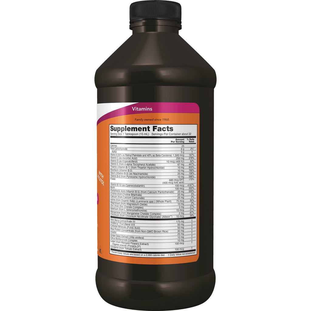 NWF437 | Back of dark brown bottle showing Supplement Facts panel and Vitamins label - Thumbnail