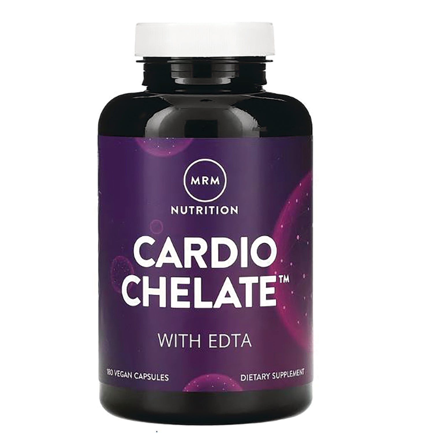 MRM053 | MRM Nutrition Cardio Chelate dietary supplement bottle with EDTA on purple label, white cap