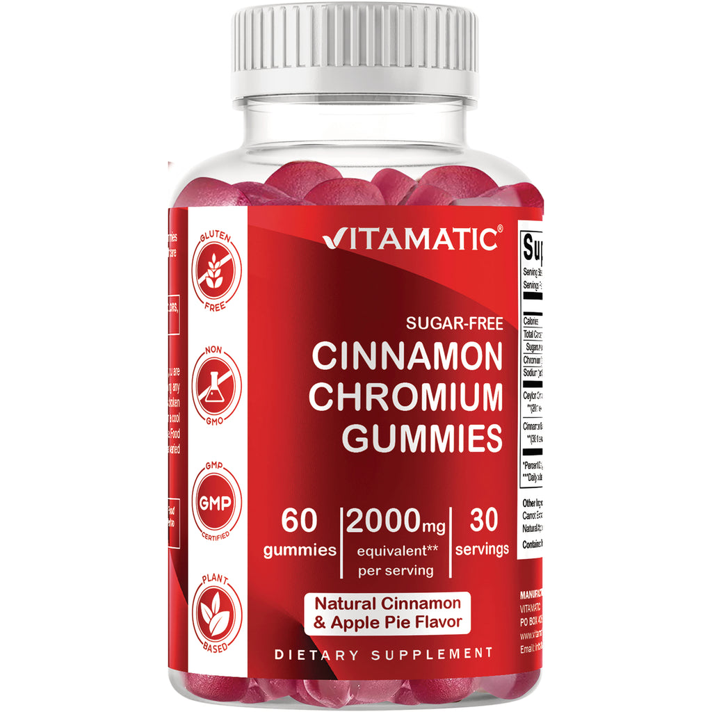 VAM013 | Vitamatic Sugar-Free Cinnamon Chromium Gummies, 60 gummies, 2000 mg equivalent per serving, 30 servings - Thumbnail