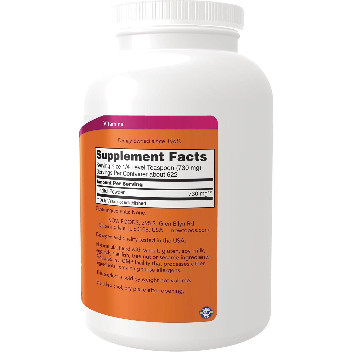 NWF1434 | bottle back showing Supplement Facts panel and ingredient and manufacturer text on orange label