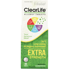 MNA054 | ClearLife allergy tablets extra strength box showing 60 tablets and symptom icons