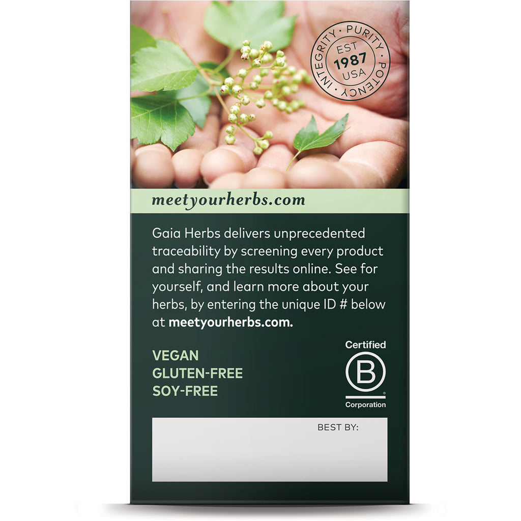 GH158 | Back label with hands holding herbs, meetyourherbs.com traceability text, vegan gluten-free soy-free, Certified B logo, blank Best By box - Thumbnail