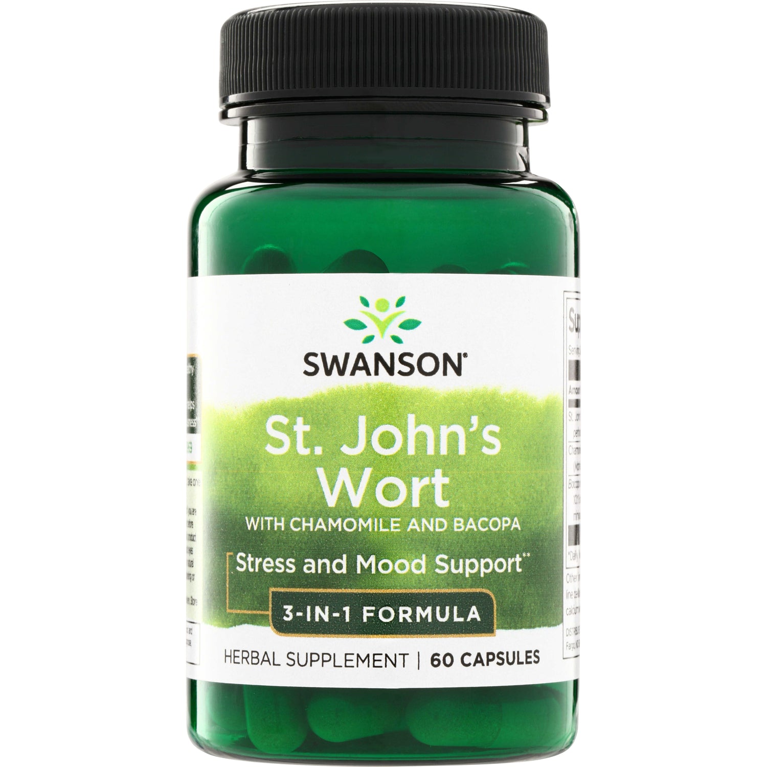 SW1706 | Swanson St. Johns Wort with chamomile and bacopa, Stress and Mood Support, 60 capsules