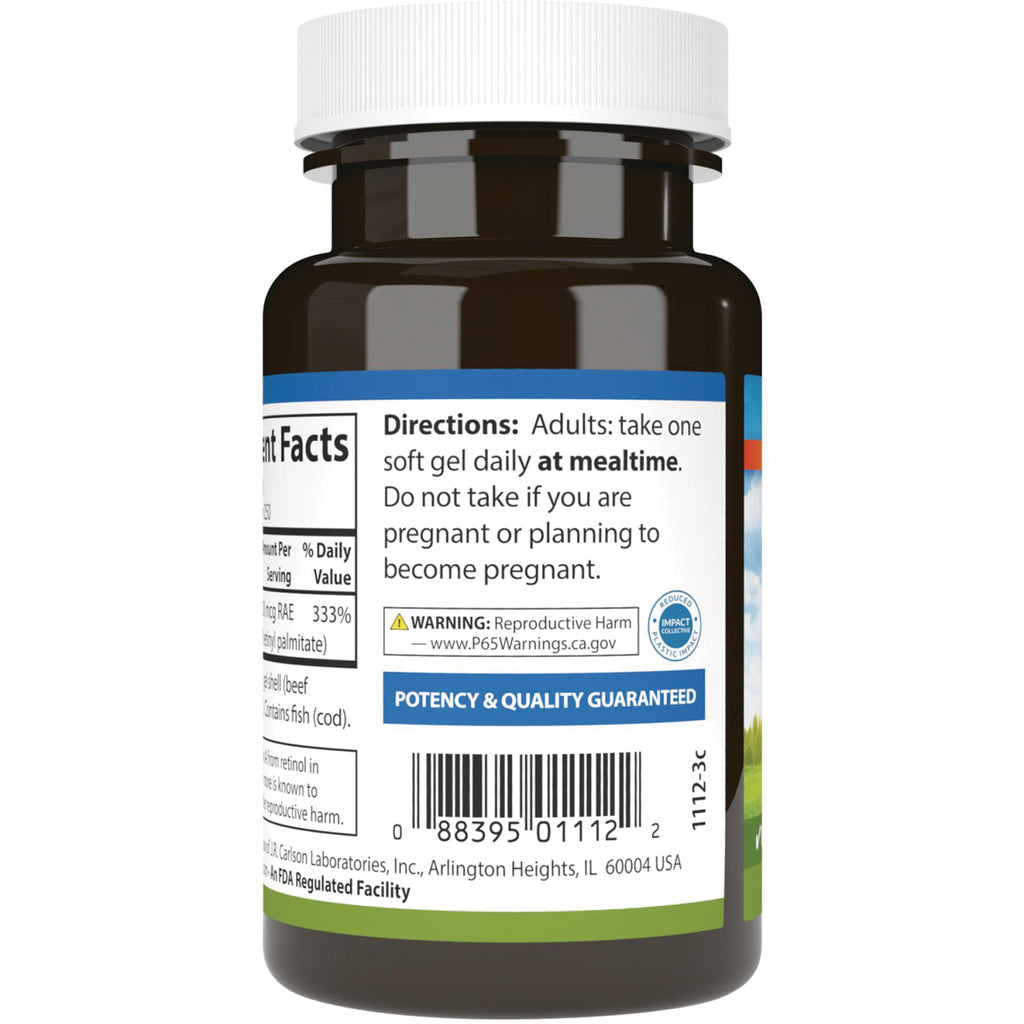 CSN270 | Back of brown supplement bottle showing directions, warning, barcode, and potency & quality guaranteed label - Thumbnail