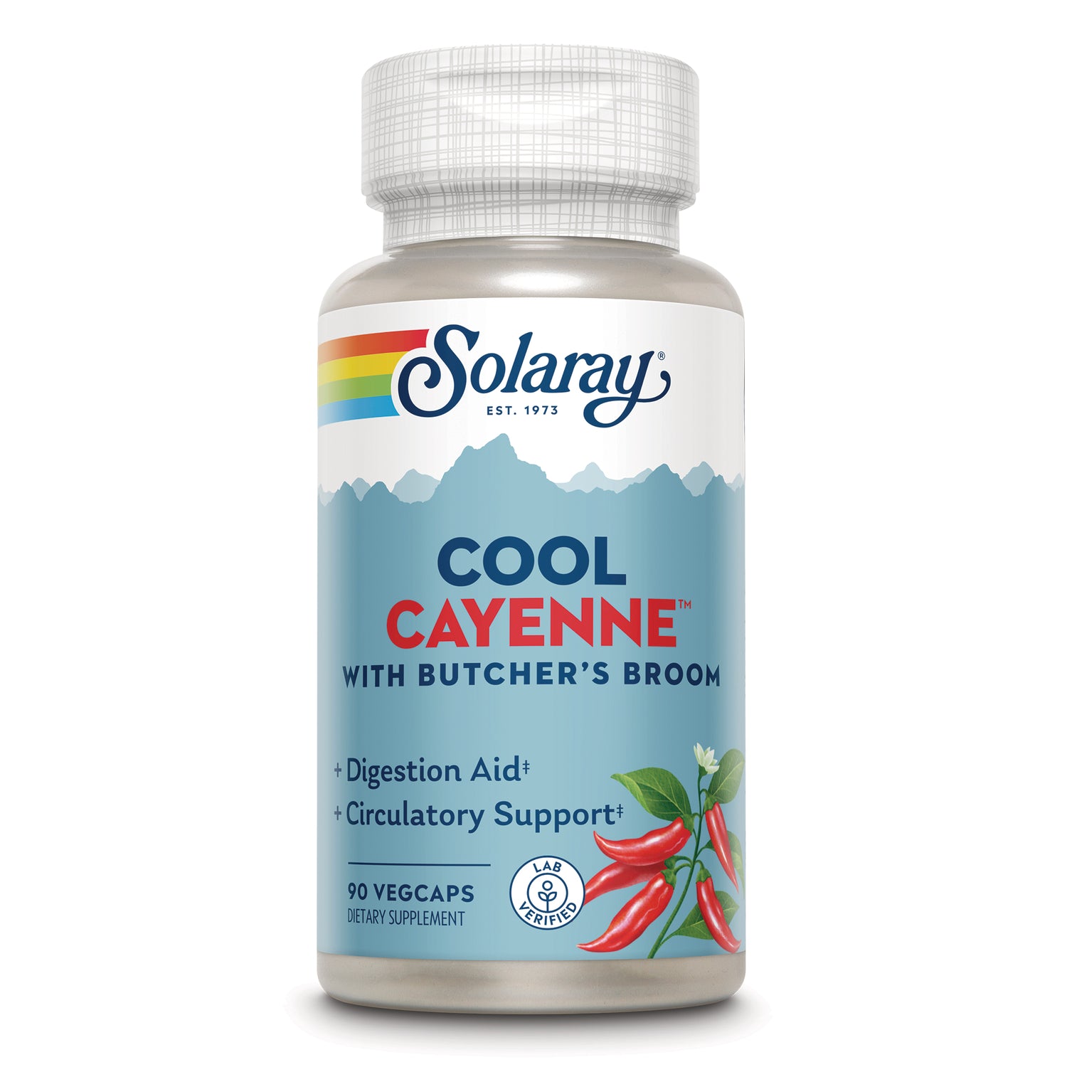 SLR523 | Solaray Cool Cayenne with Butchers Broom, 90 vegcaps dietary supplement