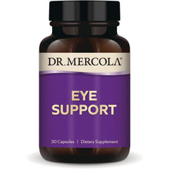 MRC053 | Dr. Mercola Eye Support bottle with purple label reading EYE SUPPORT, 30 Capsules Dietary Supplement