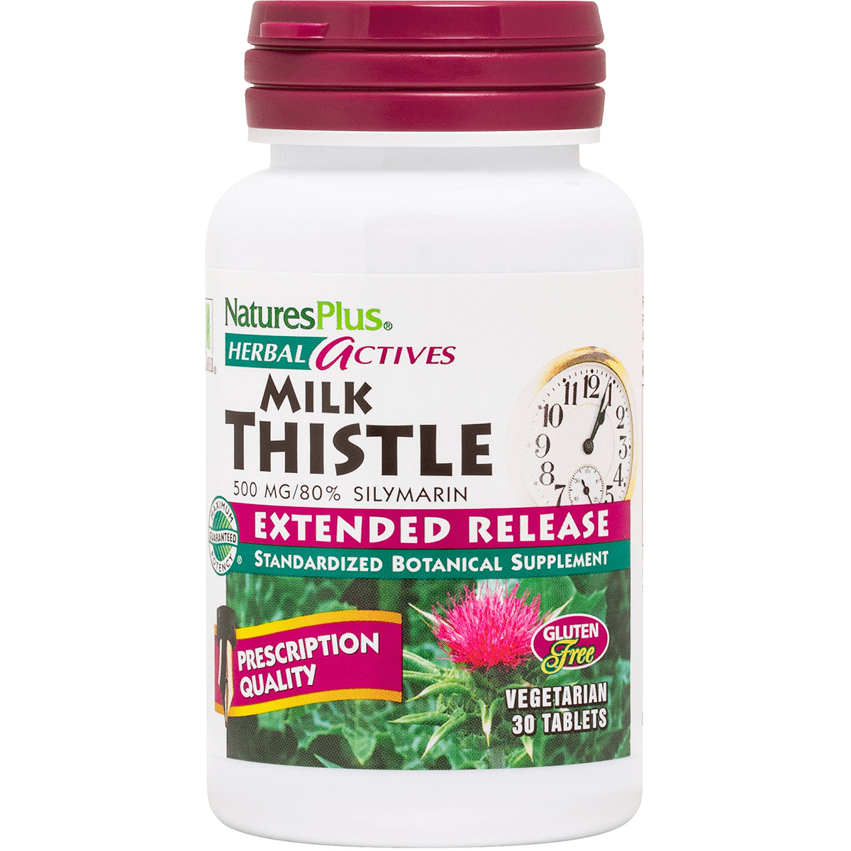 NTP020 | NaturesPlus Milk Thistle extended release supplement bottle, vegetarian 30 tablets