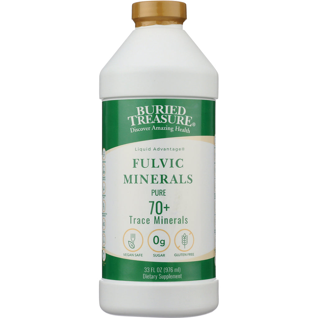 BTR029 | Buried Treasure Fulvic Minerals liquid supplement bottle, Pure 70+ trace minerals, vegan safe, 33 fl oz - Thumbnail