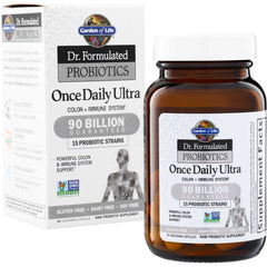 GLF205 | Garden of Life Dr. Formulated Probiotics Once Daily Ultra 90 Billion, 30 vegetarian capsules, box and bottle