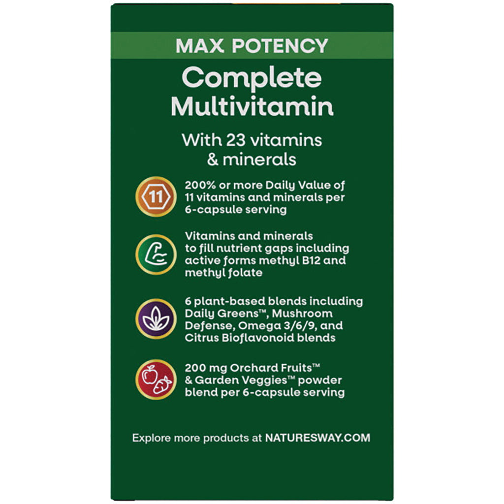 NW684 | Complete Multivitamin infographic showing With 23 vitamins & minerals, 200% DV for 11 nutrients and plant-based blends - Thumbnail