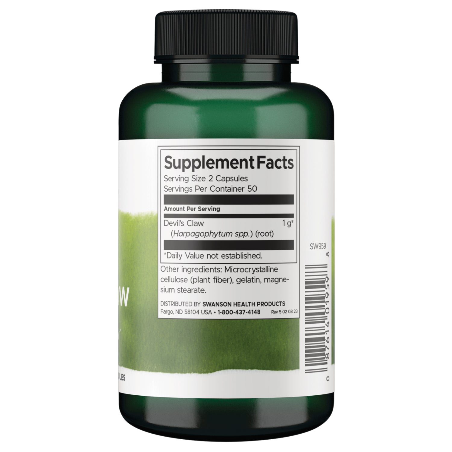 SW959 | Back label with Supplement Facts