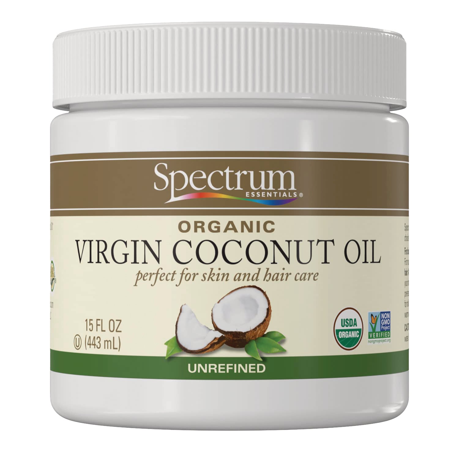 SP033 | Spectrum Essentials Organic Virgin Coconut Oil, unrefined, 15 fl oz (443 mL)