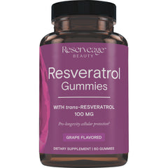 RSA046 | Reserveage Beauty Resveratrol Gummies bottle, grape flavored, 100 mg, 60 count