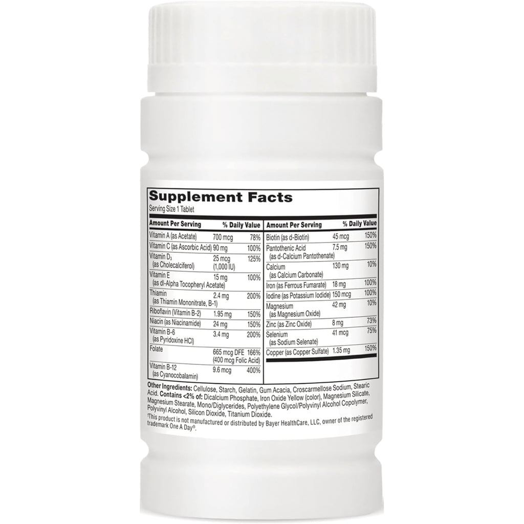 CNT219 | back label showing Supplement Facts panel and ingredient list on white vitamin bottle - Thumbnail