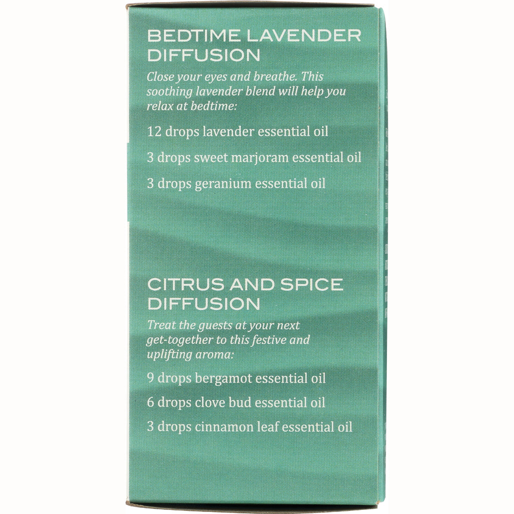 ARC018 | Green product infographic panel listing 'Bedtime Lavender Diffusion' and 'Citrus and Spice Diffusion' recipes - Thumbnail