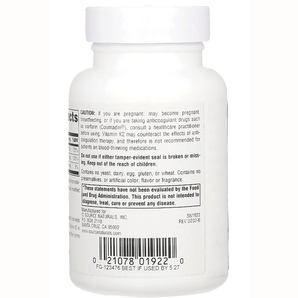 SN142 | back label of white supplement bottle showing caution text, barcode, and manufacturing information - Thumbnail