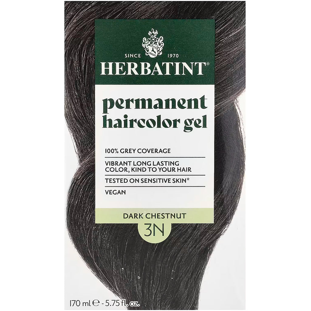 HBT004 | Herbatint permanent haircolor gel 3N Dark Chestnut front box showing branding and model's face - Thumbnail