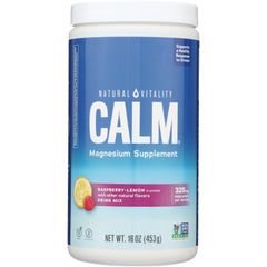 NVT002 | Natural Vitality CALM magnesium supplement raspberry-lemon drink mix tub, 16 oz