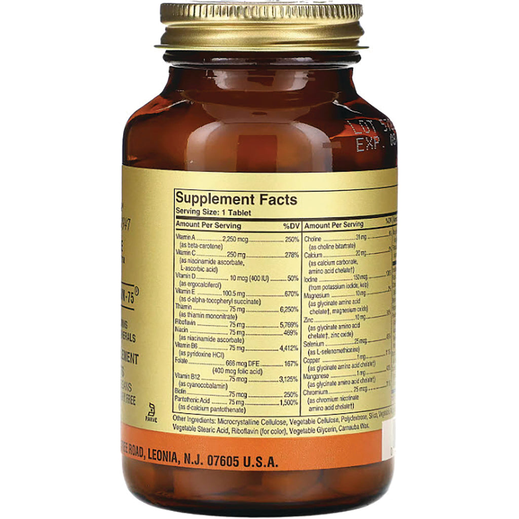 SLG224 | Supplement Facts label and ingredients panel on back of brown supplement bottle - Thumbnail