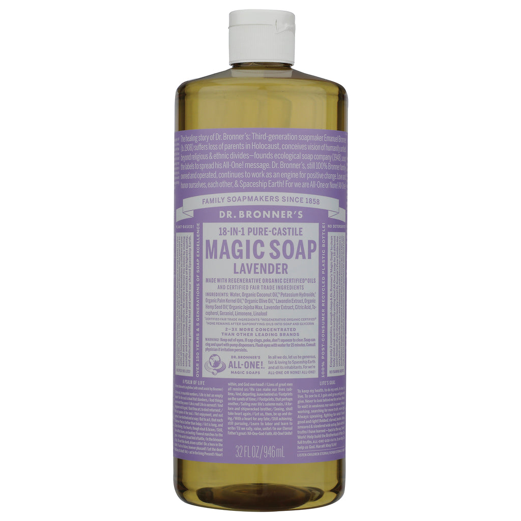 DRB025 | Dr. Bronner's 18-in-1 Hemp Lavender Pure-Castile Soap bottle labeled 32 FL OZ 946 mL - Thumbnail