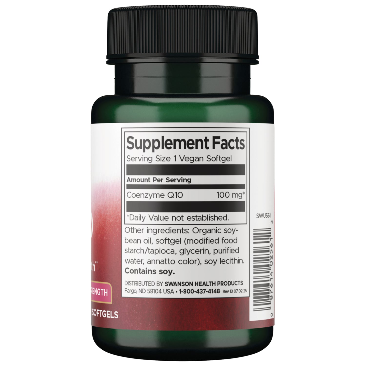 SWU561 | Red oval softgel with size scale in inches and centimeters