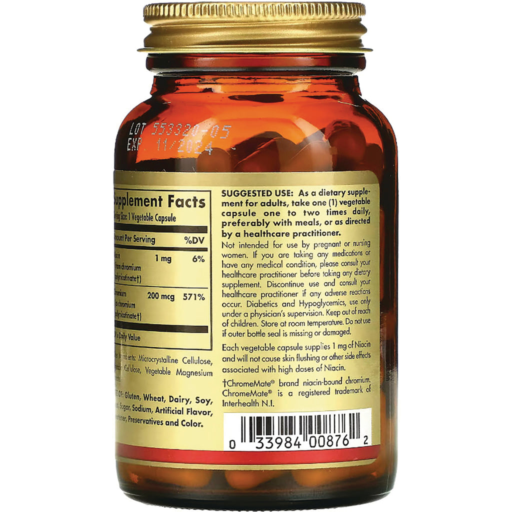 SLG321 | Back of amber supplement bottle showing Supplement Facts panel, suggested use text, and barcode - Thumbnail