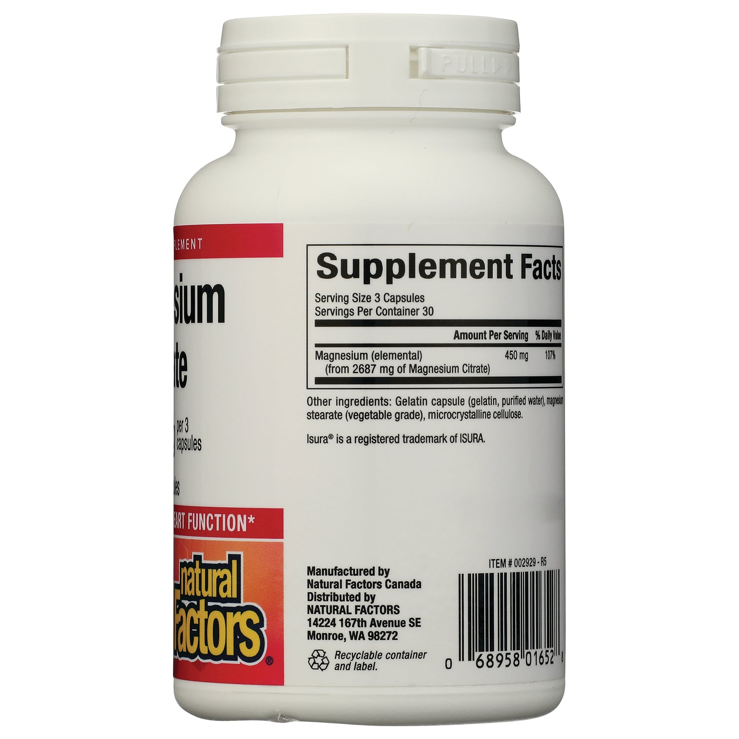 NFC011 |  Back label with supplement facts and other ingredients