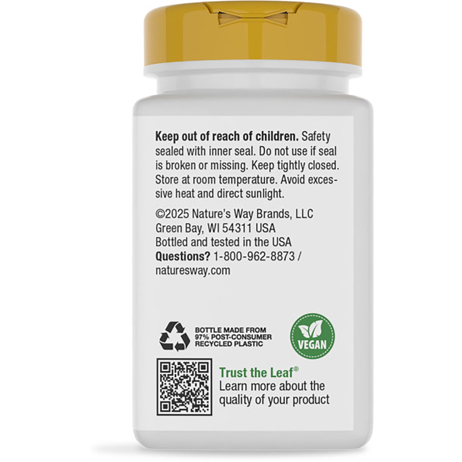 ET391 | Back label of supplement bottle reading Support for Stressful Times with product claims, gluten free text and barcode
