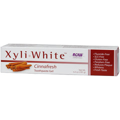 NWF108 | Xyli-White Cinnafresh toothpaste gel box front showing cinnamon illustration and benefit list