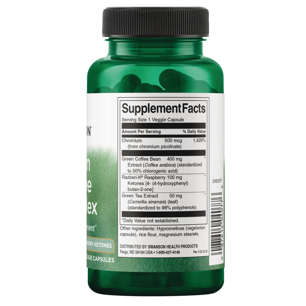 SWD077 | Supplement Facts panel for veggie capsule with chromium, green coffee bean extract, raspberry ketones and green tea - Thumbnail