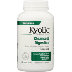 KY094 | Kyolic Aged Garlic Extract Cleanse & Digestion supplement bottle, Formula 102, 200 veggie capsules